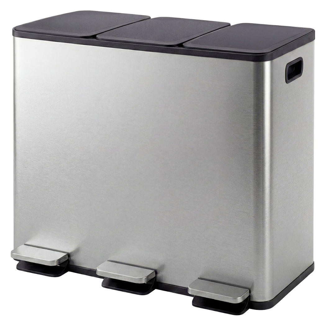 Kitchen Bins 54L Pedal Soft Close Lid Kitchen Recycling Bin Silver