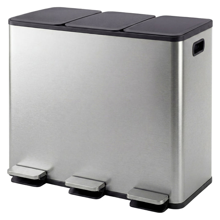 Kitchen Bins 54L Pedal Soft Close Lid Kitchen Recycling Bin Silver
