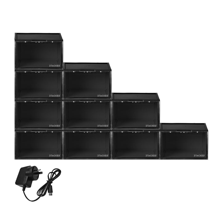 Black Shoe Box Sneaker Display Case LED Lighted Magnetic Anti-oxidation Clear