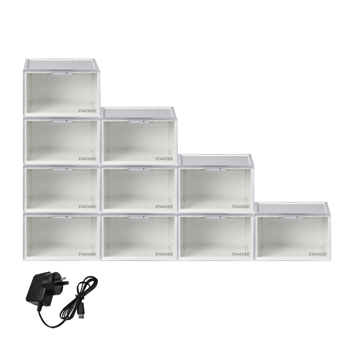 White LED Shoe Storage Box Lighted Sneaker Display Case Voice Anti-oxidation