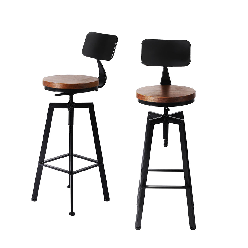 Levede Industrial Bar Stools Kitchen Wooden Metal Set - Levede