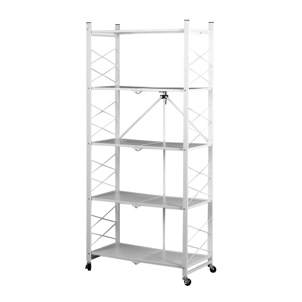 Levede Foldable Storage Shelf Display White 5 Tiers-1831592565028294656