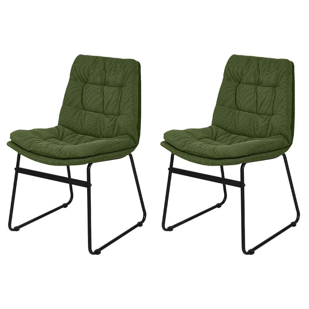 2x Dining Chairs Industrial Soft Corduroy Kitchen Padded Seat