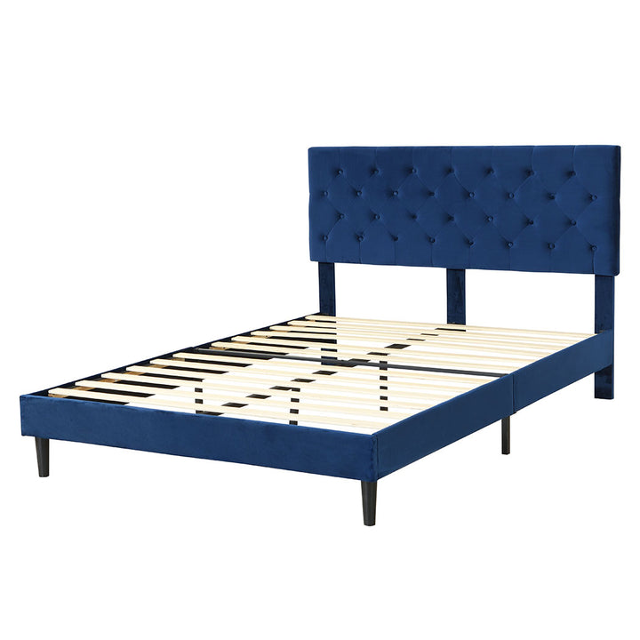 Levede Bed Frame Mattress Base Platform with Wooden Velvet Headboard - Levede