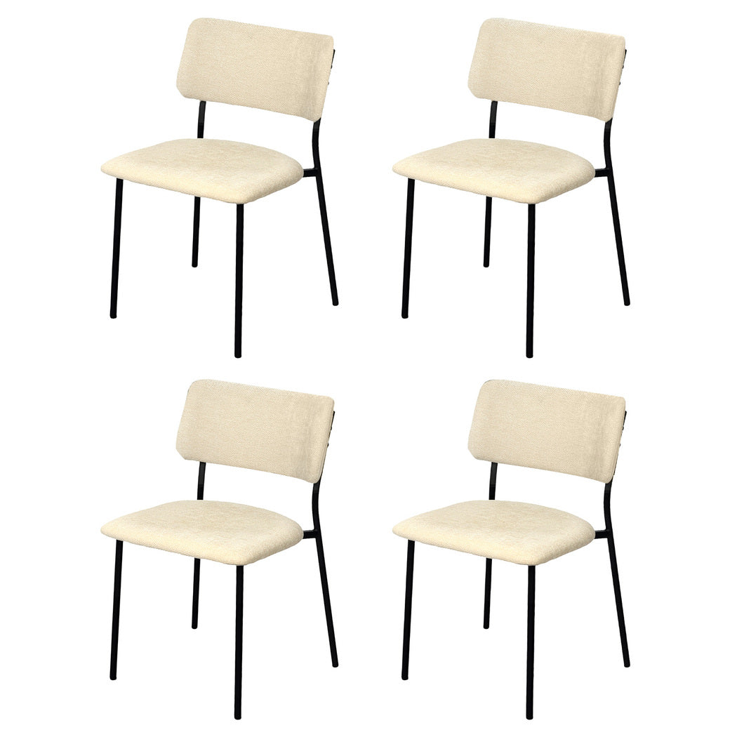 4x PU Backrest Dining Chairs Set Industrial Fabric Padded Seats
