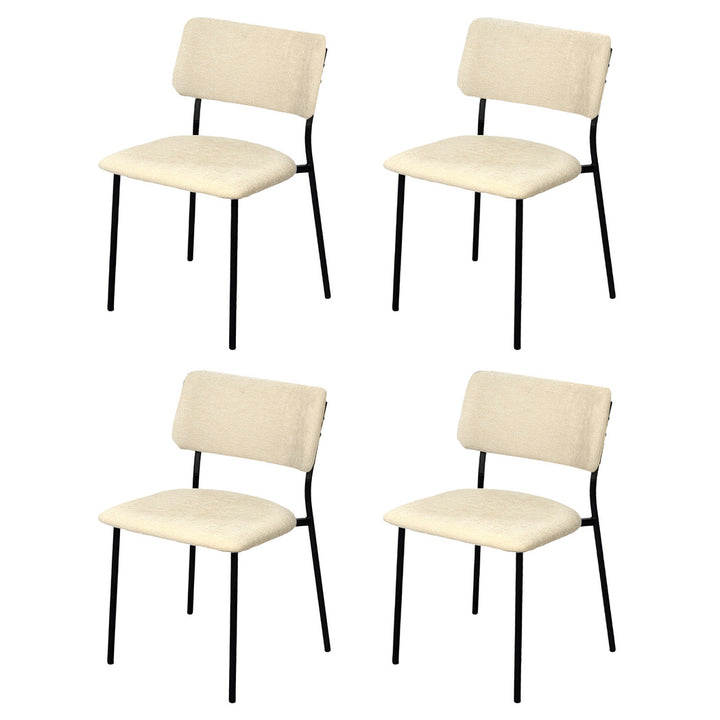 4x PU Backrest Dining Chairs Set Industrial Fabric Padded Seats