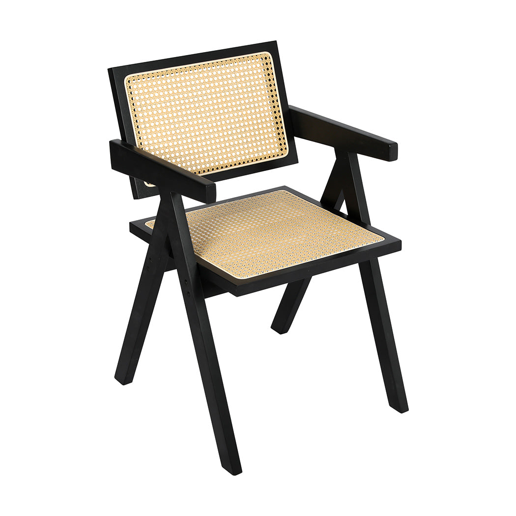 Levede 1x Black Wicker Armchair Dining Chair - Levede