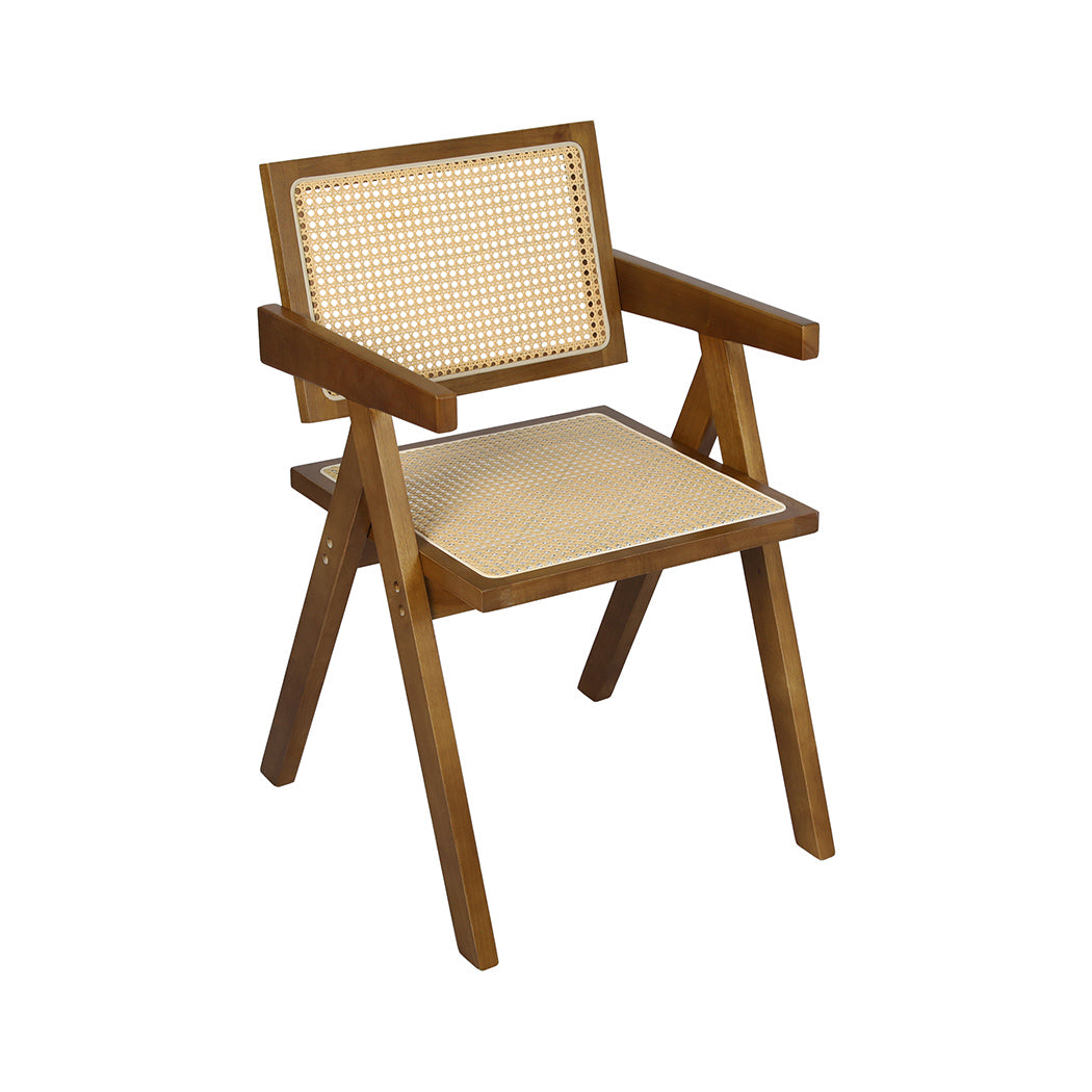 Levede 1x Walnut Wicker Armchair Dining Chair - Levede