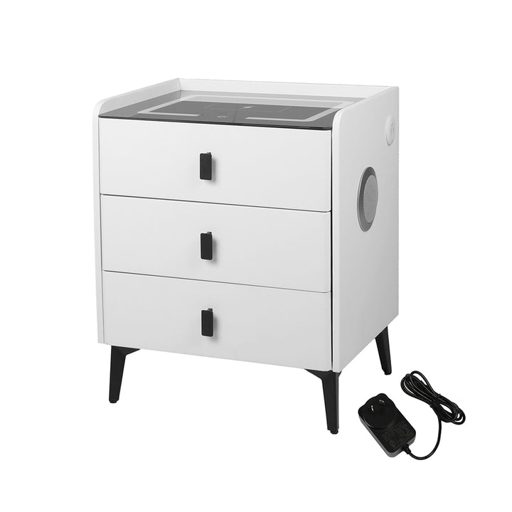 Levede Bedside Table with LED Lights and Storage Drawers - Levede