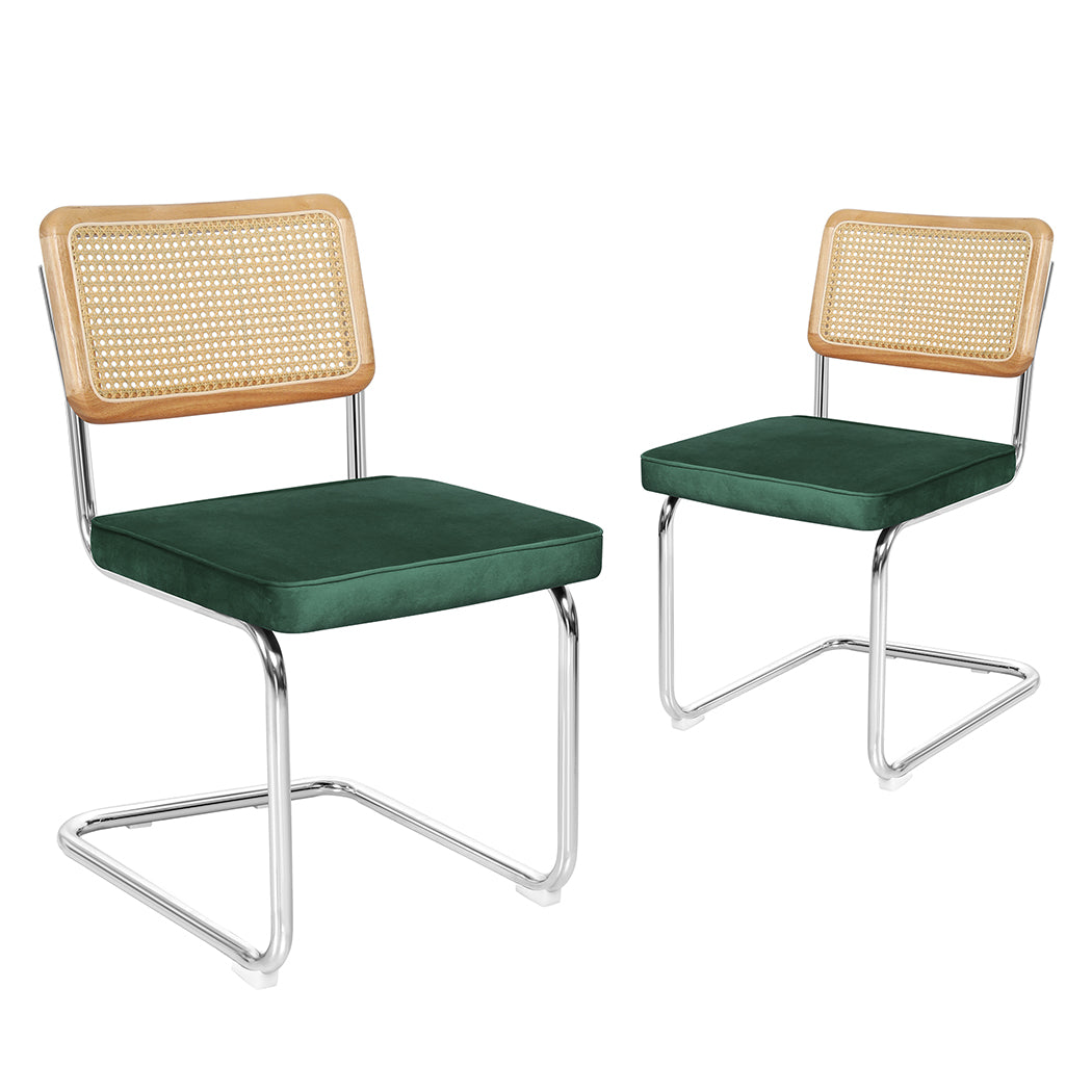 Levede 2xRattan Chair Dining Chairs Green-1848848560452407296