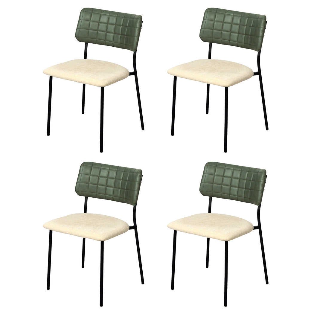 4x PU Backrest Dining Chairs Set Industrial Fabric Padded Seats