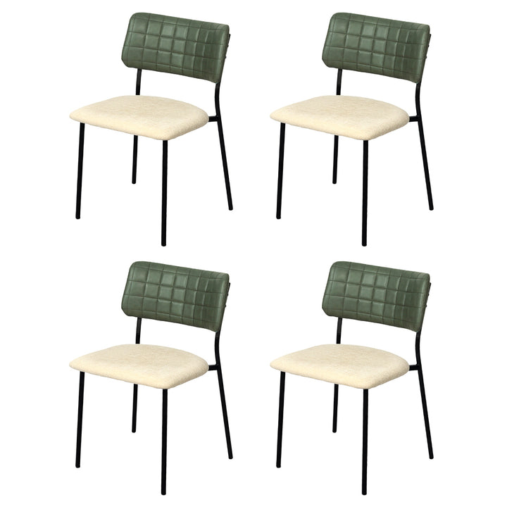 4x PU Backrest Dining Chairs Set Industrial Fabric Padded Seats