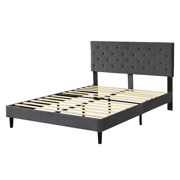 Levede Bed Frame Mattress Base Platform with Wooden Velvet Headboard - Levede