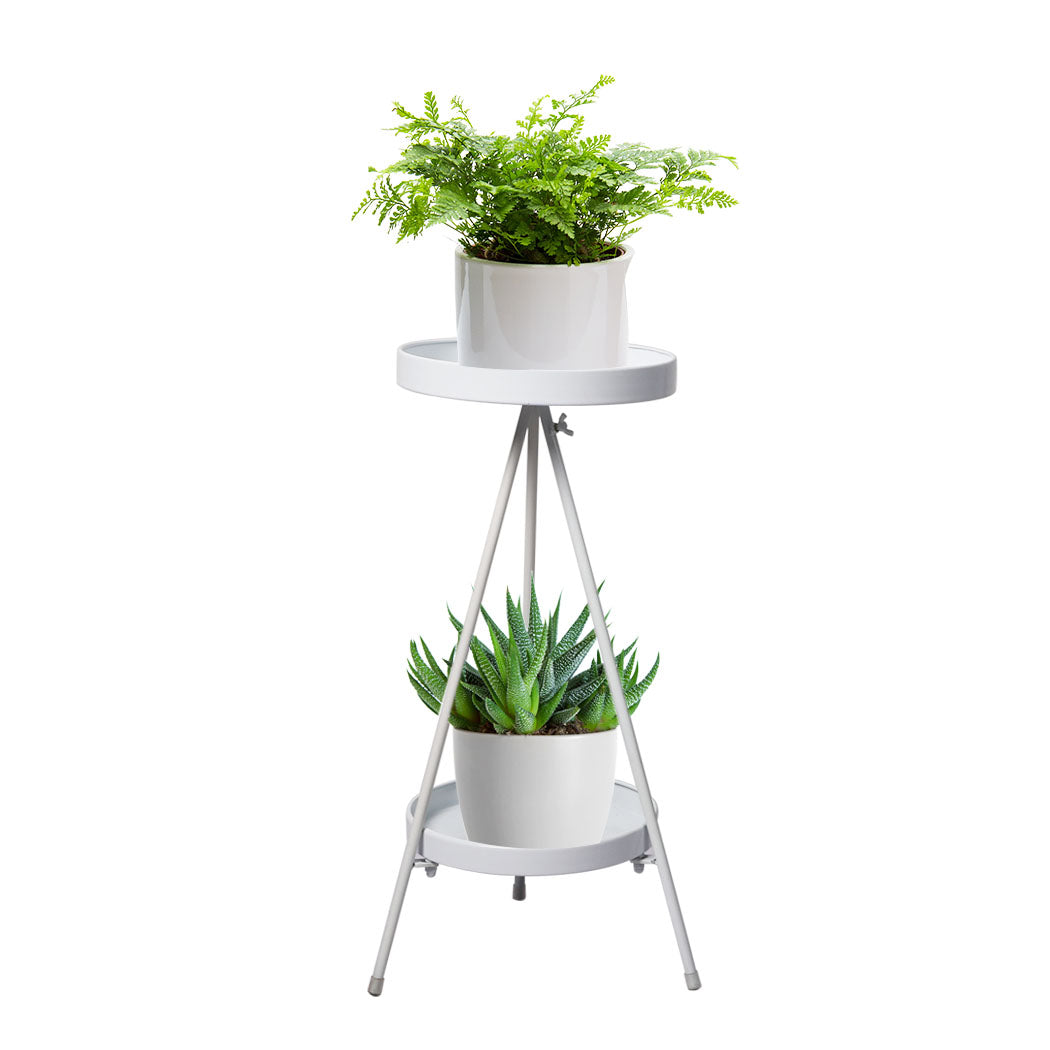 Levede Plant Stand 2 Tiers Outdoor Indoor White Medium-1831592897837928448