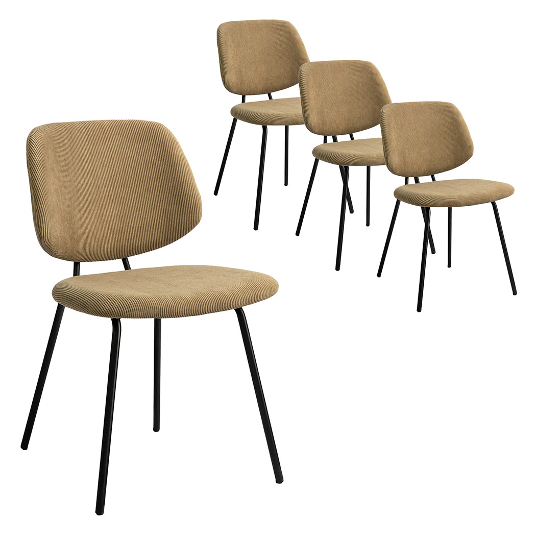 Levede 4x Dining Chairs Padded Seat Khaki - Levede