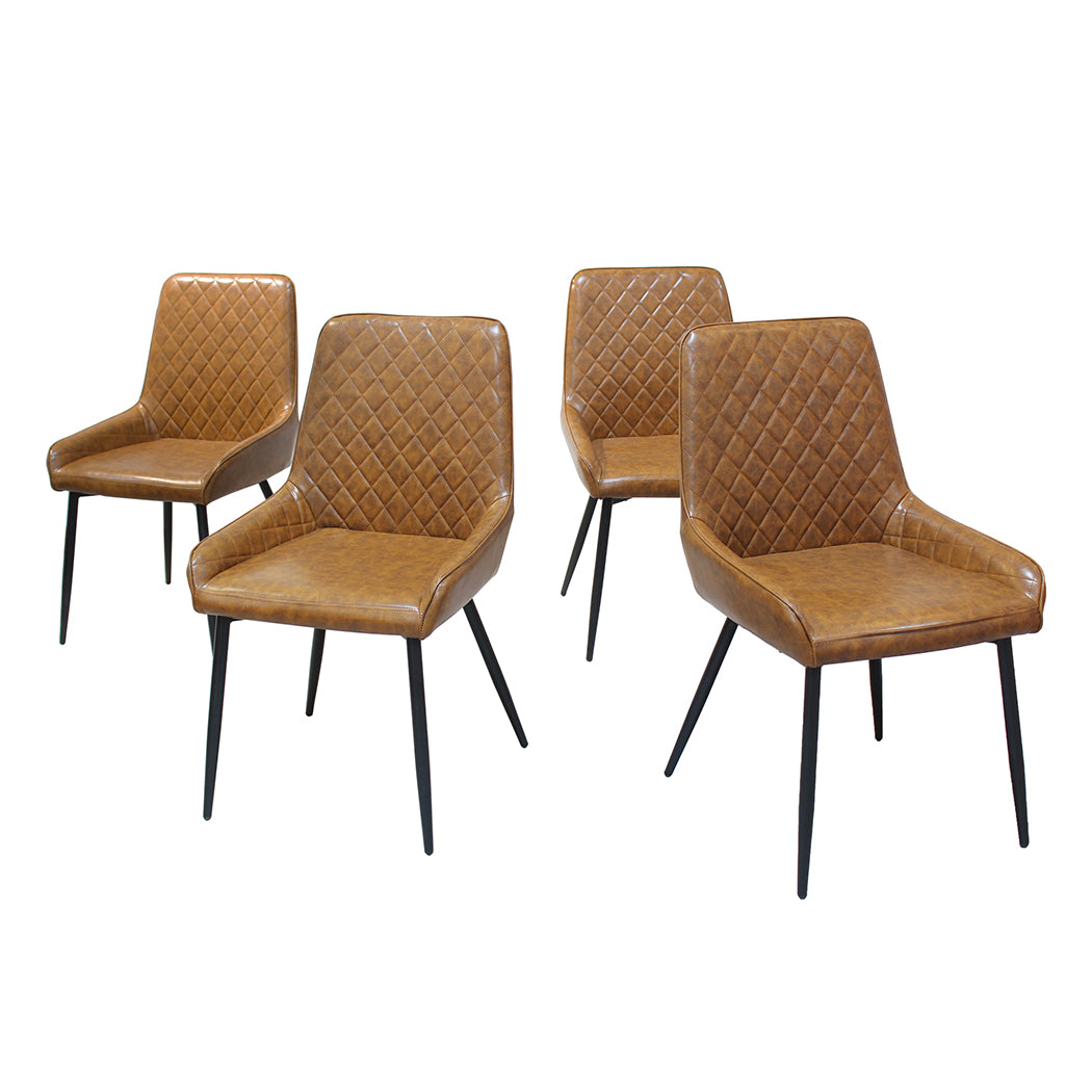 Dining Chairs x 4 Padded Seat PU Faux Leather - Levede