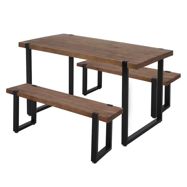 Levede Wooden Dining Set Table with Bench - Levede