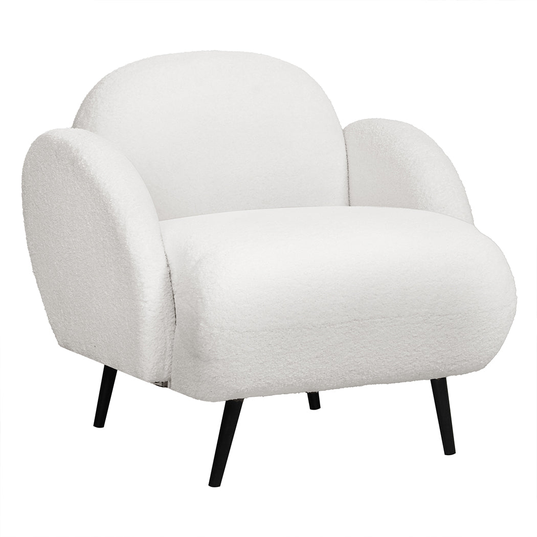 Levede Sofa Chair Fleece Upholstered Single White - Levede