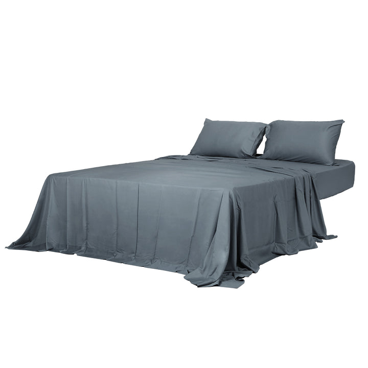 Dreamz 4pcs Double Size 100% Bamboo Bed Sheet Set in Charcoal Colour-1843791435489480704