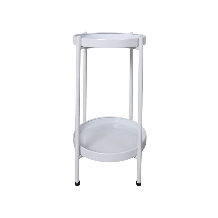 Levede 2 Tiers Plant Stand Metal Flower White Medium-1831592948572229632