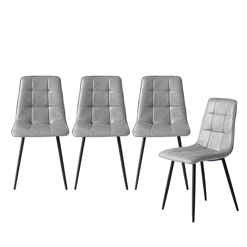 Levede 4x Dining Chairs Kitchen Chair Grey Faux Leather - Levede