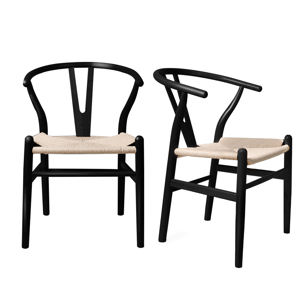 Black Wishbone Chair x 2 - Levede