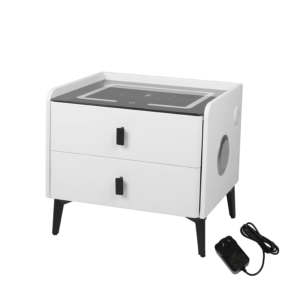 Levede Bedside Table with LED Lights and Storage Drawers - Levede