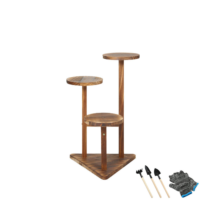 Levede 3-Tier Plant Stand Wooden with Wheels - Levede