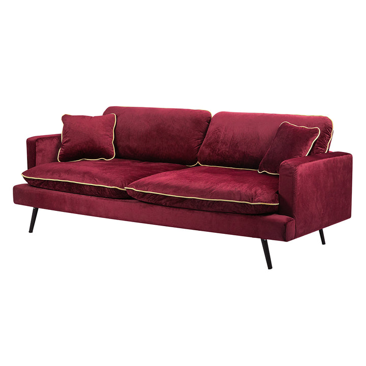 Levede Velvet Sofa Armchair 3 Seater Couch Red 210cm Wide - Levede