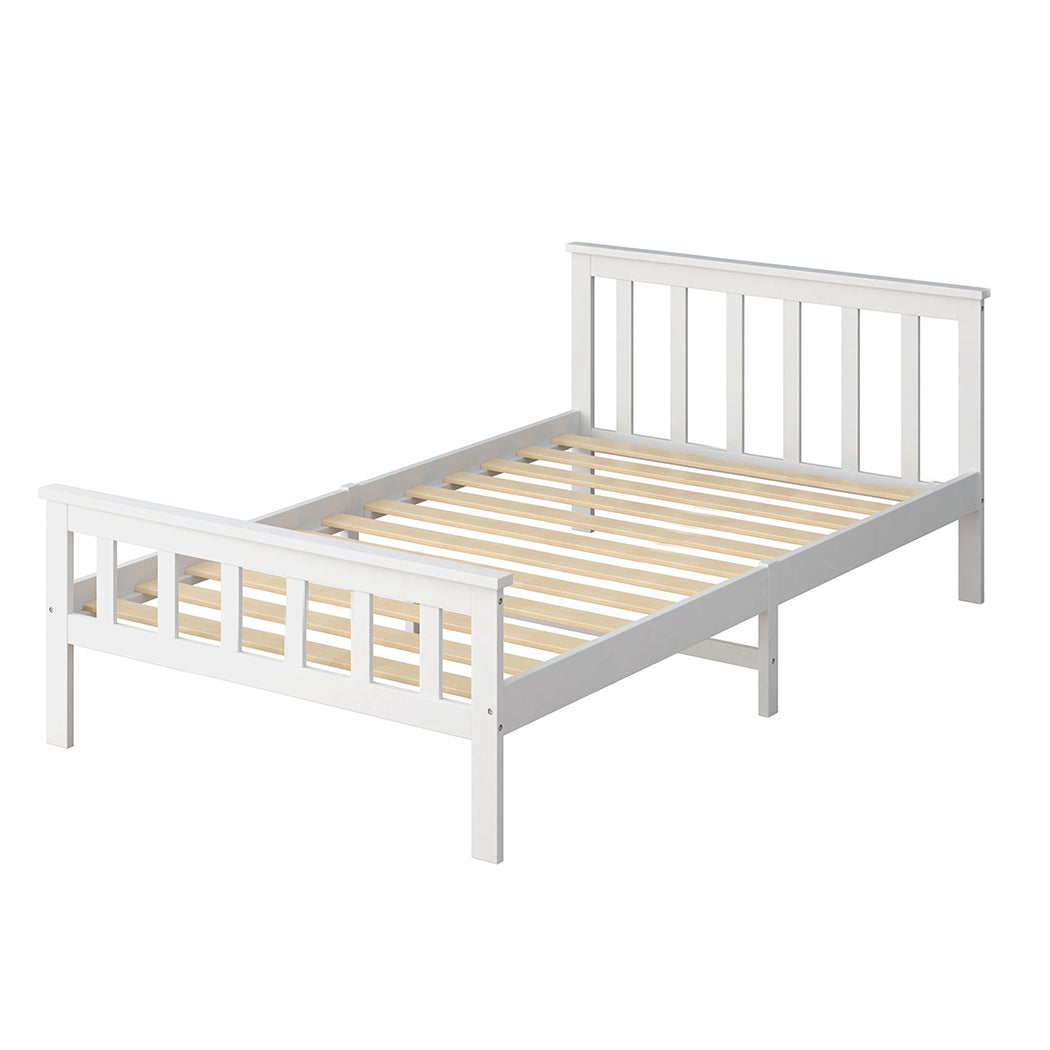 Levede Wooden Bed Frame King Single White-1831592597920026624