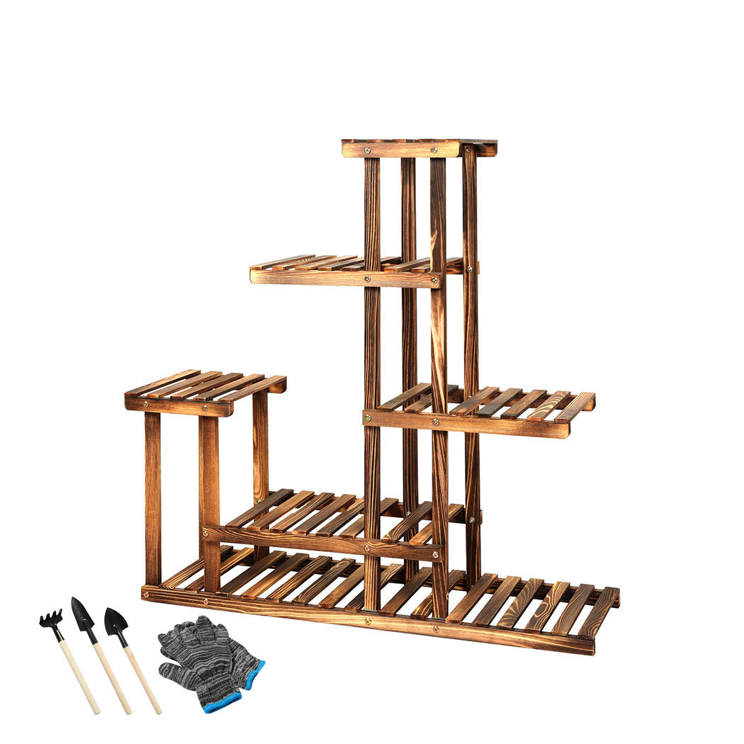 Levede 5-Tier Plant Stand Wooden with Wheels - Levede