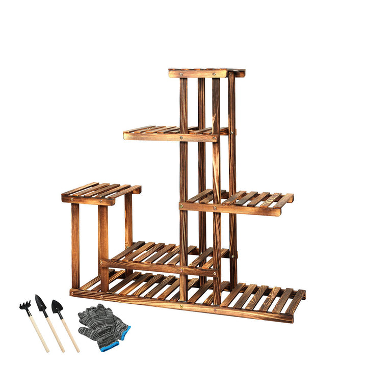 Levede 5-Tier Plant Stand Wooden with Wheels - Levede