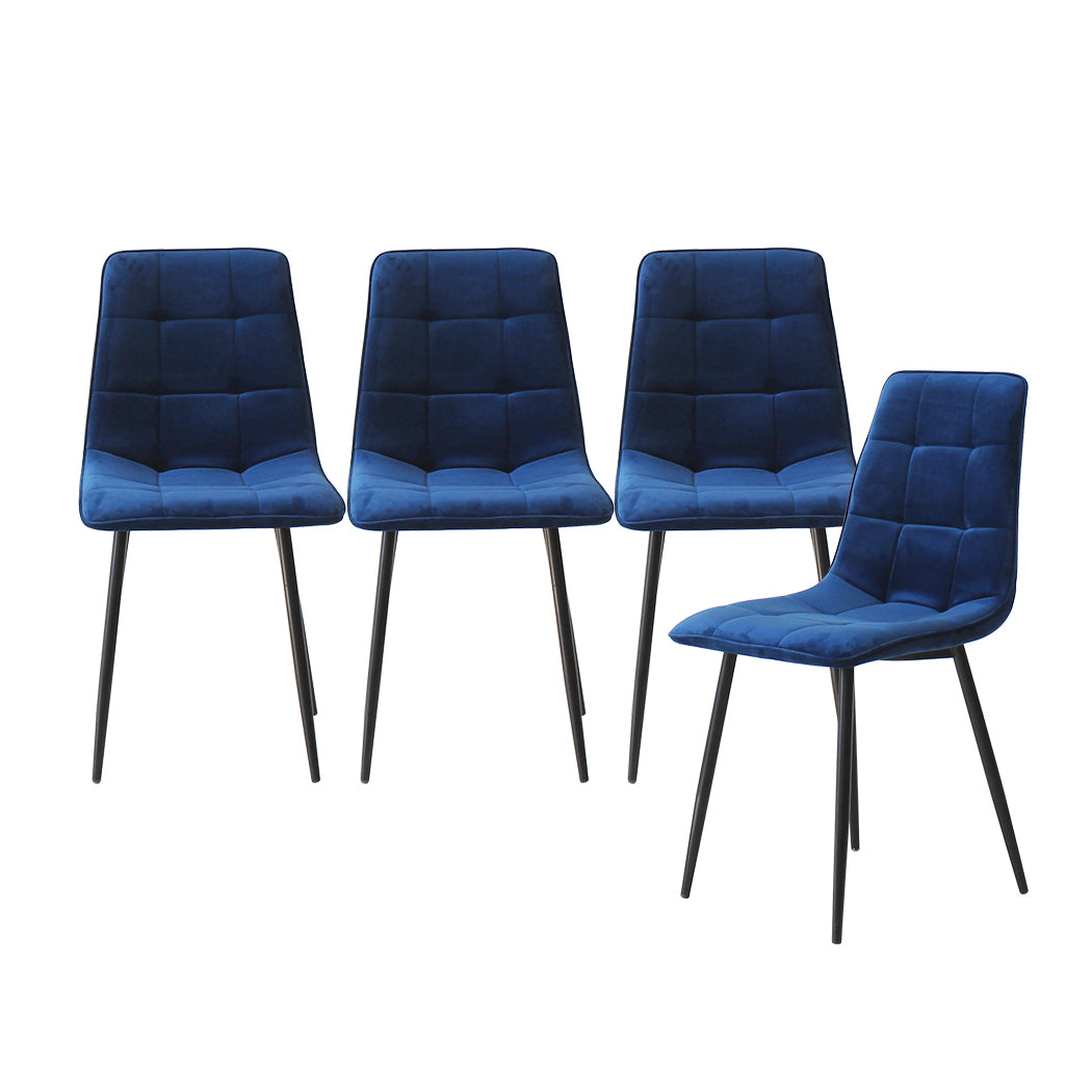 Levede 4x Dining Chairs Kitchen Velvet Blue - Levede