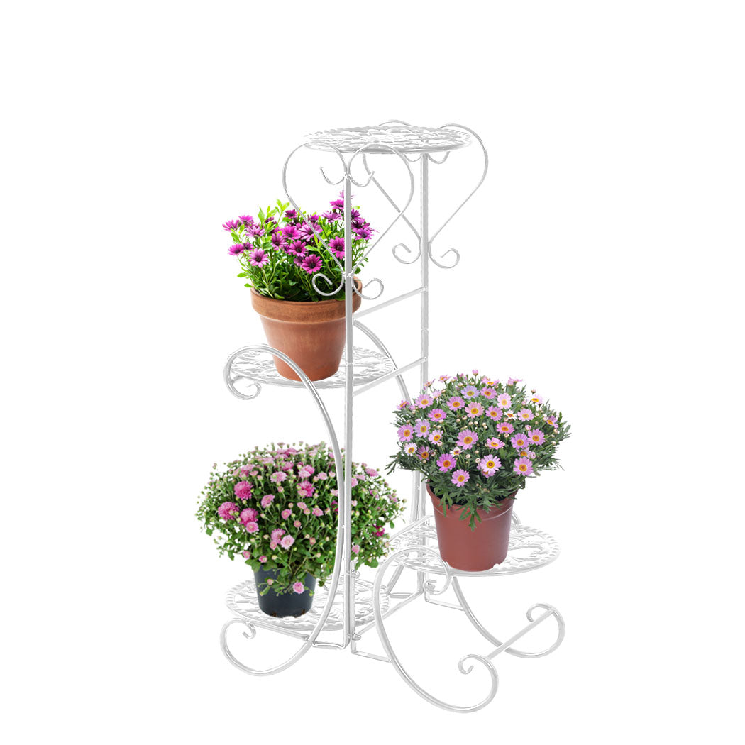 Levede Plant Stand Outdoor Indoor Metal White-1831592927403577344