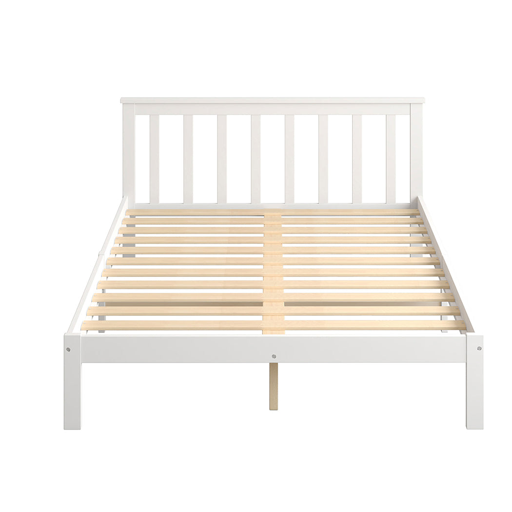 Levede Wooden Bed Frame Full White - Levede