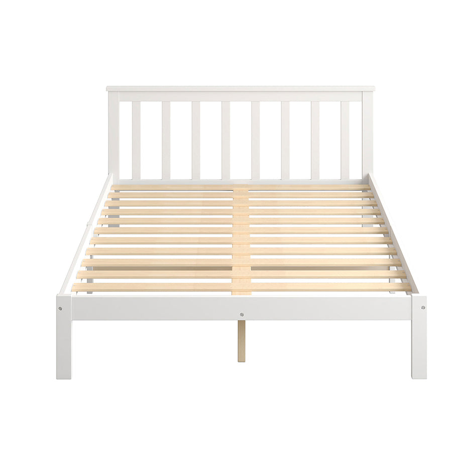 Levede Wooden Bed Frame Full White - Levede