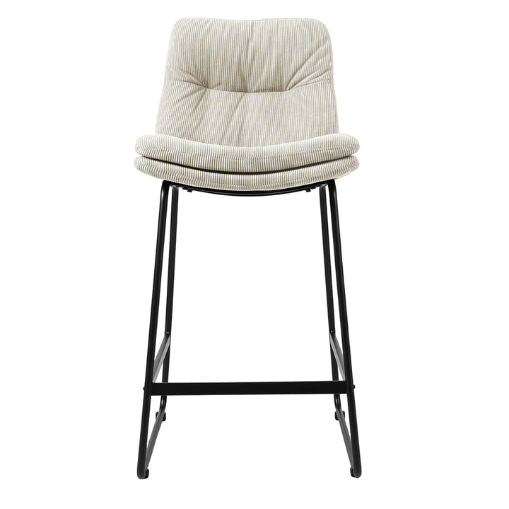 2x Corduroy Bar Stool Kitchen Stool Chair Soft 6cm Padded Seat
