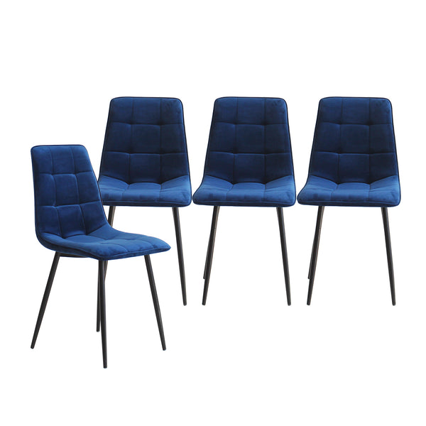 4x Dining Chairs Kitchen Velvet Blue.
