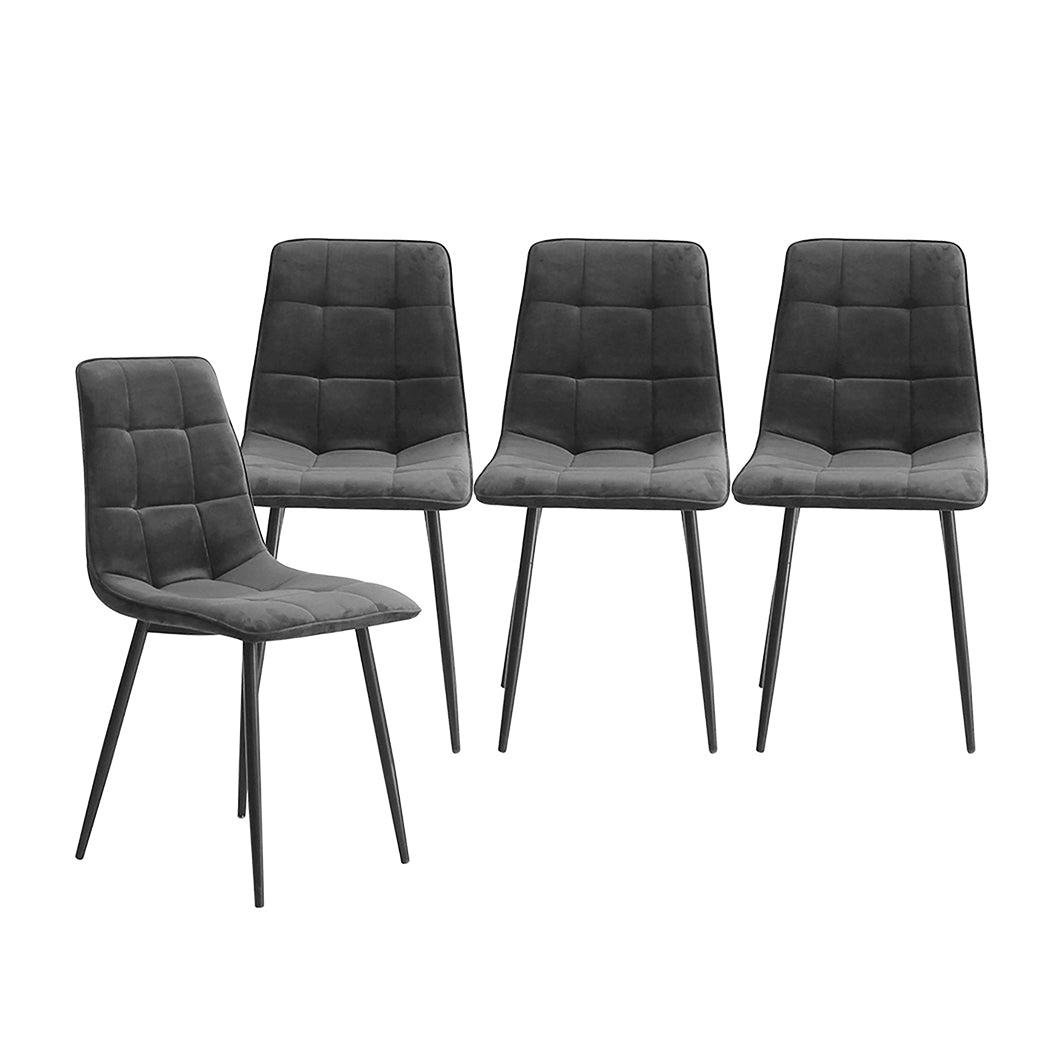 Levede 4x Dining Chairs Kitchen Velvet Grey - Levede