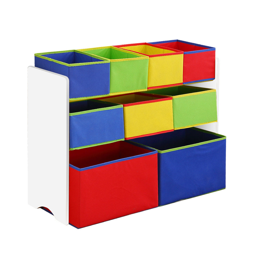 Levede Kids Toy Box 9 Bins Storage Rack White - Levede