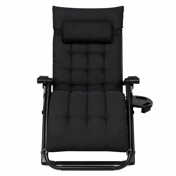 Zero Gravity Chair Lounge Lockable Outdoor Recline Cushion Tray Black