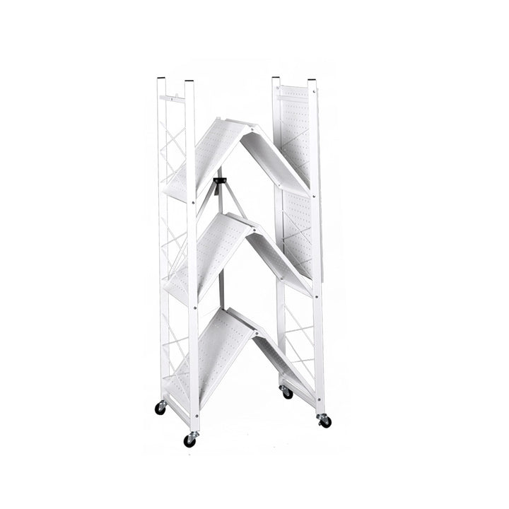 Levede Foldable Storage Shelf Display White 4 Tiers-1831592628454559745