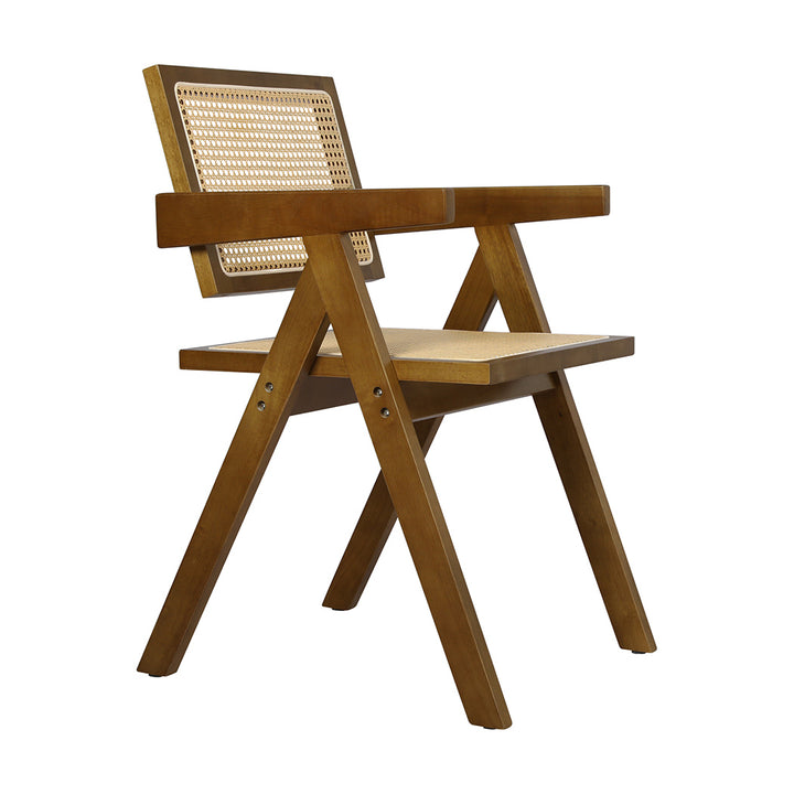 Levede 1x Walnut Wicker Armchair Dining Chair - Levede