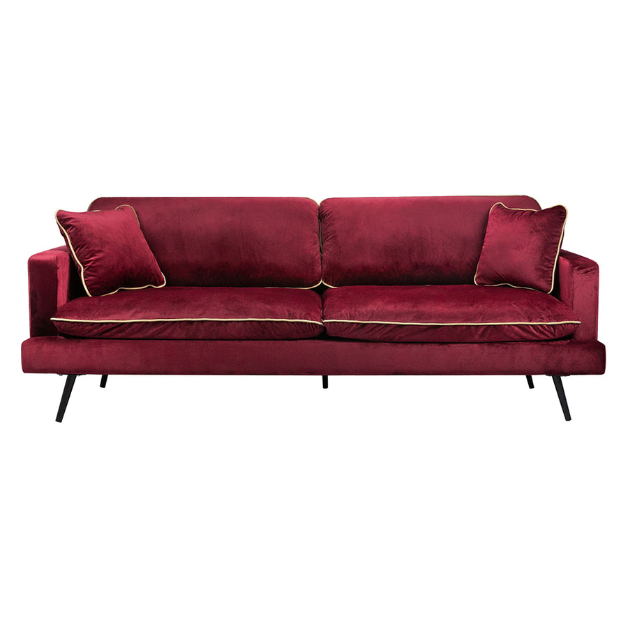 Levede Velvet Sofa Armchair 3 Seater Couch Red 210cm Wide - Levede