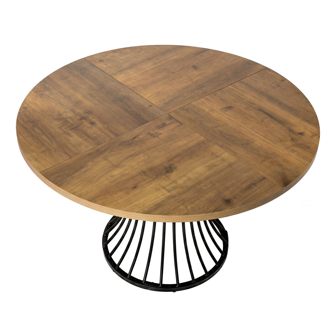 Dining Table 120cm Round Dining Table 30mm MDF Retro Brown