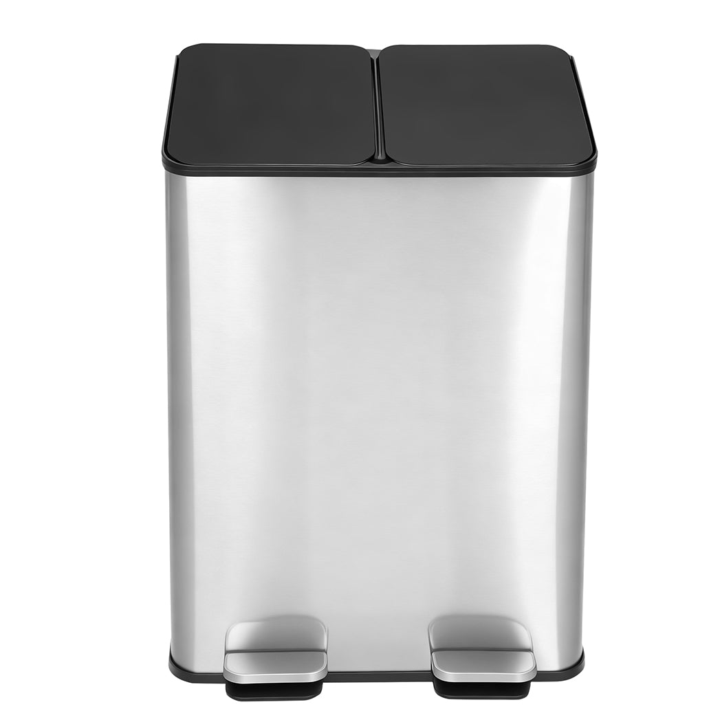 60L Pedal Bin Stainless Steel Kitchen Trash Waste Can Recycling Dustbin