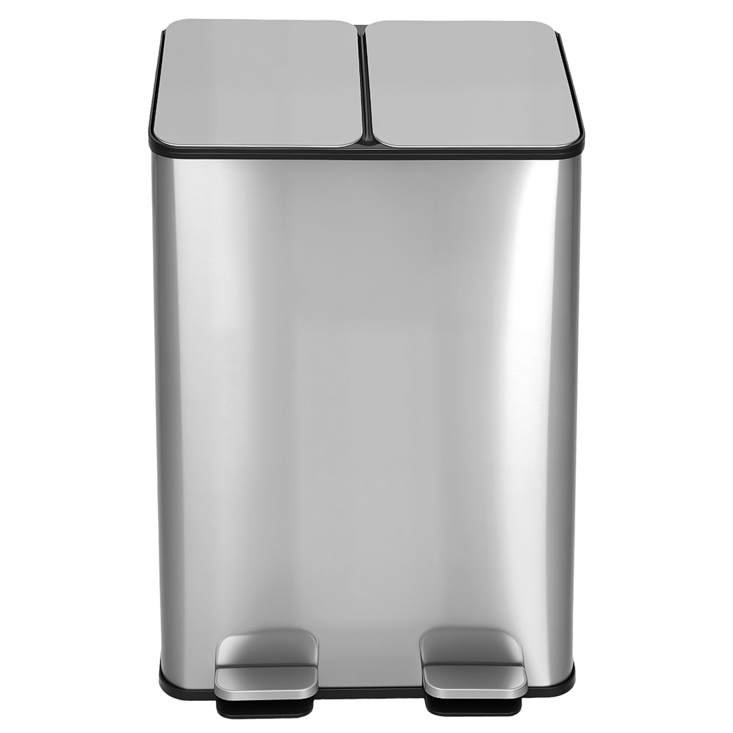 Toque 60L Pedal Bin Stainless Steel Kitchen Trash Waste Can Recycling Dustbin