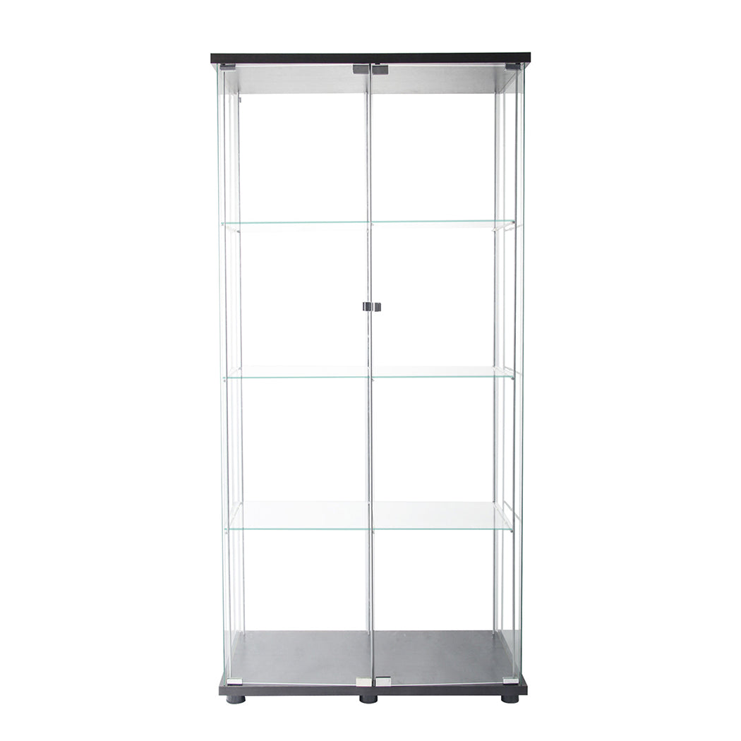 164cm Glass Display Cabinet Collections Storage 4 Tier Shelves 2 Doors