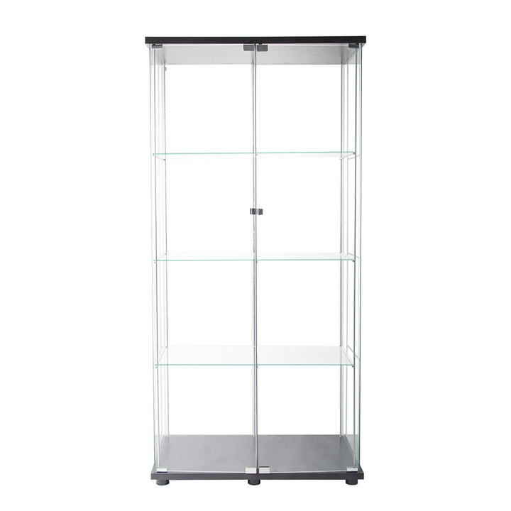 164cm Glass Display Cabinet Collections Storage 4 Tier Shelves 2 Doors