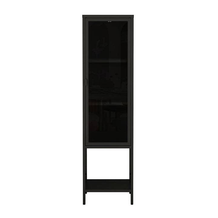 Display Cabinet With Glass Door Steel Frame Black
